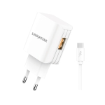 (НАРУШЕНА ОПАКОВКА) LINK★STAR TC-9 3.0A Бързозаряден USB Адаптер 220V с Type-C кабел - Бял