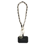 0653 GUESS HDSP PU SAFFIANO CHAIN STRAP W/ 4G CHARM BLACK