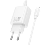 HOCO N63 Зарядно GaN USB USB-C PD30W TYPE-C към Lightning- Бял