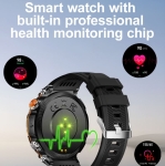 HT30 Мъжки смарт часовник  Sport 2026 – 1.7\" AMOLED дисплей, Bluetooth разговори, фенерче, 600mAh батерия, IP68 водоустойчив