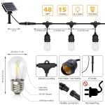 9038 10БР. IP44 Водоустойчиви соларни висящи LED гирлянди S14 филаментни крушки, 6.5 метра, автоматично включване, дистанционно, солар