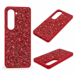 D70 Калъф с камъни за Samsung Z Fold 7 от 2 части - Червен