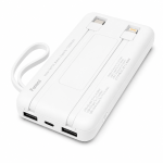 Fonemi FM-P167 (Бял)  Соларна преносима батерия с вградени кабели 10,000mAh 2.4A