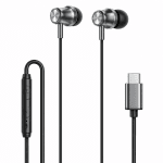 LELISU LS-729 - Сив Жични слушалки с USB Type-C, HD микрофон и управление