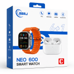 NEO 600 Smart Watch 6+1 – Смарт часовник с Bluetooth разговори, безжични слушалки и 4 допълнителни каишки