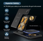 LS29 3 in 1 Сгъваема Безжична магнитна зарядна станция - Черен 18 W, съвместима с iPhone 14/13/12/11, AirPods, i-Watch
