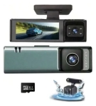 W12 Автомобилен видеорегистратор с предна и задна камера, Full HD, дисплей и loop recording