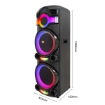 ZQS15201 Мощна Bluetooth Караоке Тонколона Sing-e , 100W, 2 x 15\", RGB LED, TWS, FM, USB, TF, 2 Безжични Микрофона
