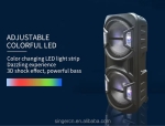 ZQS15201 Мощна Bluetooth Караоке Тонколона Sing-e , 100W, 2 x 15\", RGB LED, TWS, FM, USB, TF, 1 Безжичен Микрофон