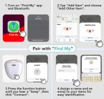 Черен Key Finder FM-W1 Проследяване на багаж, Проследяване като Airtag Работи с Find My (само за iOS), MFi Certified
