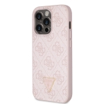 6641 GUESS HC PU LEATHER 4G LOGO STRASS PINK IP14 PRO