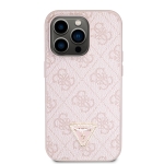 6641 GUESS HC PU LEATHER 4G LOGO STRASS PINK IP14 PRO