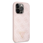 6641 GUESS HC PU LEATHER 4G LOGO STRASS PINK IP14 PRO