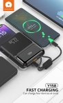 WUW Y158 Power Bank 10,000mAh 22.5W с вградени Type-C и Lightning кабели