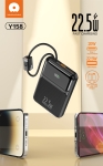 WUW Y158 Power Bank 10,000mAh 22.5W с вградени Type-C и Lightning кабели