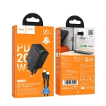 HOCO 220V Зарядно \"N69 PD20W+QC3.0 Type-C към Type-C - Черен