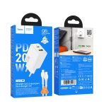 HOCO 220V Зарядно \"N69 PD20W+QC3.0 Type-C към Lightning - Бял