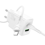 HOCO 220V Зарядно \"N69 PD20W+QC3.0 Type-C към Lightning - Бял