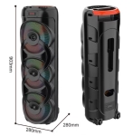 Караоке Bluetooth тонколона Sing-E ZQS10302 – 3 x 10\", 75W, RGB LED, безжичен микрофон, USB/TF/FM