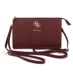 9494 GUESS PHONE POUCH PEONY PU W/4G & CLASSIC LOGOS STRIPE BURGUNDY