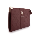 9494 GUESS PHONE POUCH PEONY PU W/4G & CLASSIC LOGOS STRIPE BURGUNDY