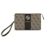 9594 GUESS PHONE POUCH 4G PU W/ROUND 4G & CLASSIC LOGOS STRIPE BROWN