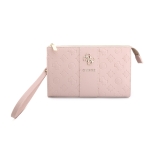 9624 GUESS PHONE POUCH PEONY PU W/4G & CLASSIC LOGOS STRIPE PINK