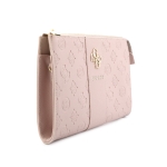 9624 GUESS PHONE POUCH PEONY PU W/4G & CLASSIC LOGOS STRIPE PINK