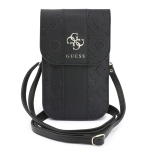 9693 GUESS PHONE POUCH PEONY PU W/ 4G & CLASSIC LOGOS STRIPE WITH STRAP BLACK