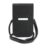 9693 GUESS PHONE POUCH PEONY PU W/ 4G & CLASSIC LOGOS STRIPE WITH STRAP BLACK