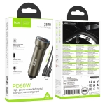 HOCO зарядно 12V Z54B с 2 изходa USB-C PD60W Type-C Type-C