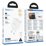 HOCO 220V N83 GaN PD60W зарядно+каб. Type-C към Type-C - Бял