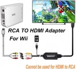 AV2 HDMI - 3RCA към мъжки HDMI конвертор кабел, HONSHEN AV към HDMI адаптер кабел кабел, 3RCA CVBS композитен аудио видео към 1080P HDMI изход Поддържа PAL NTSC за Wii VHS VCR камера DVD (RCA към HDMI - комплект черен)