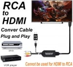 AV2 HDMI - 3RCA към мъжки HDMI конвертор кабел, HONSHEN AV към HDMI адаптер кабел кабел, 3RCA CVBS композитен аудио видео към 1080P HDMI изход Поддържа PAL NTSC за Wii VHS VCR камера DVD (RCA към HDMI - комплект черен)